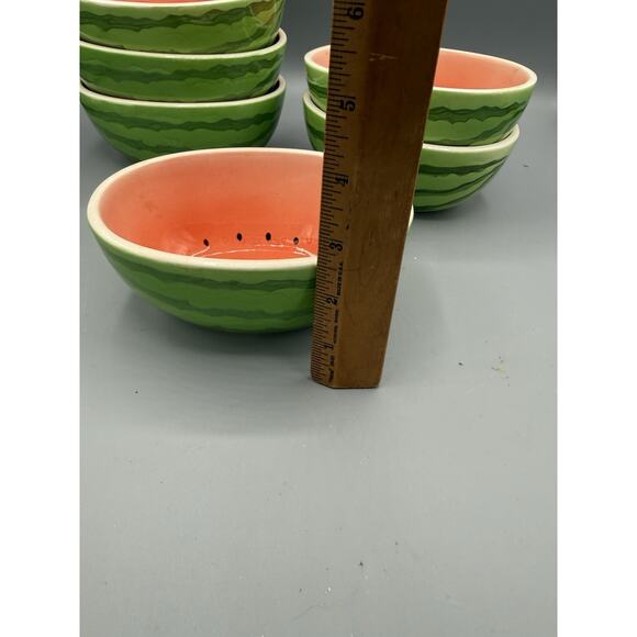 Vintage Watermelon Bowls Set of 6 Ceramic Oval Fruit Dessert Dayton’s Hudson’s - Picture 7 of 8